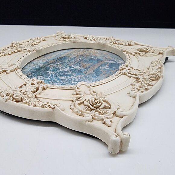 Ornate Vintage Inspired Ivory Resin Photo Frame With Floral Baroque Design - Picture 8 of 11